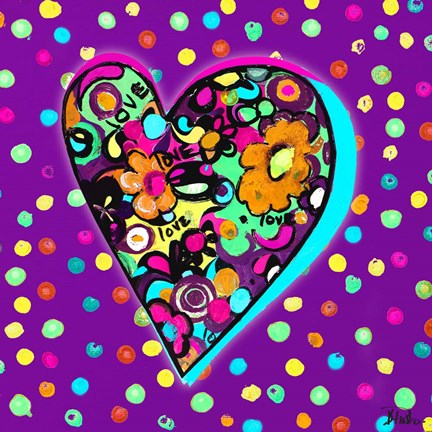 Framed Neon Hearts of Love I Print