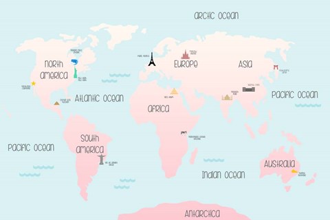 Framed Continental Map II Print