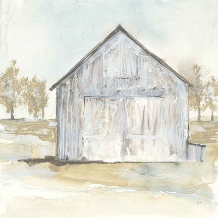 Framed White Barn I Print