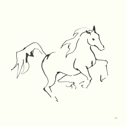 Framed Line Horse V Print