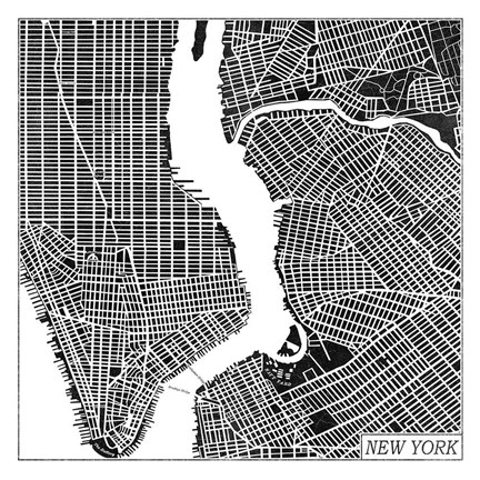 Framed New York Map Black Print
