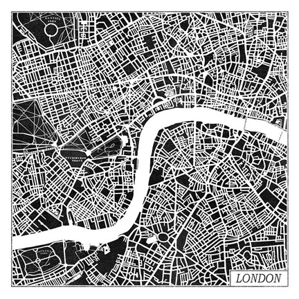 Framed London Map Black Print