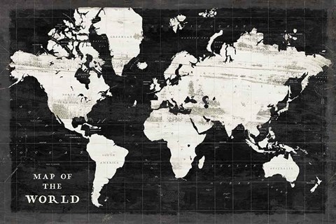 Framed World Map Black Print