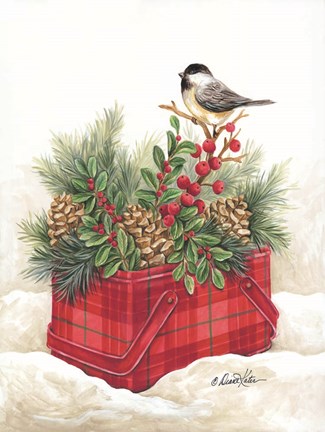 Framed Christmas Lodge Vintage Tin Print