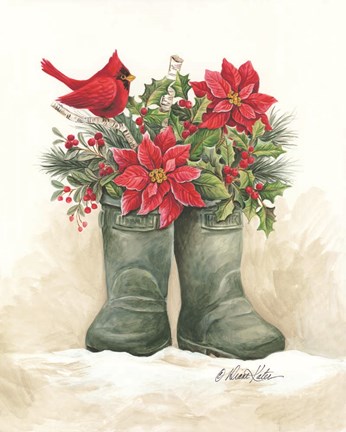 Framed Christmas Lodge Boots Print