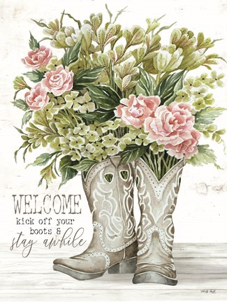 Framed Welcome Kick Off Your Boots Print