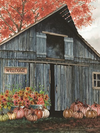 Framed Welcome Fall Barn Print