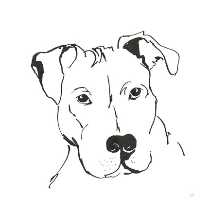 Framed Line Dog Pitbull II Print