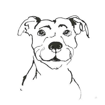 Framed Line Dog Pitbull I Print