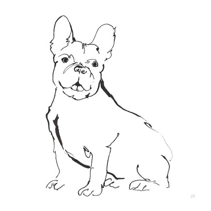 Framed Line Dog French Bulldog II Print