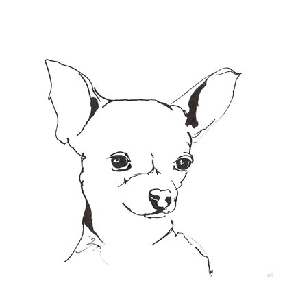 Framed Line Dog Chihuahua Print