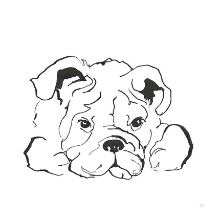 Framed Line Dog Bulldog II Print