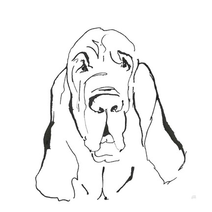 Framed Line Dog Bloodhound I Print