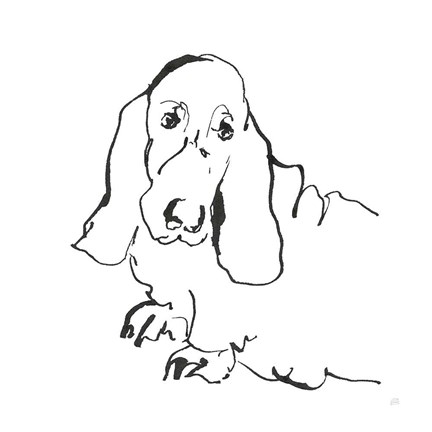 Framed Line Dog Basset Hound Print