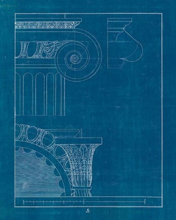 Framed Architectural Columns II Blueprint Print