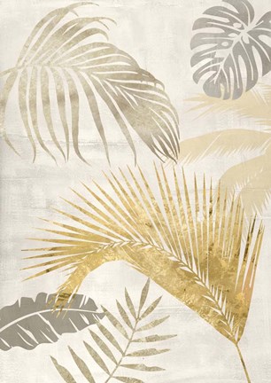 Framed Palm Leaves Gold II Print