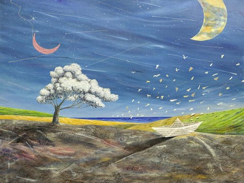 Framed La Grande Luna sta li a Guardare Print