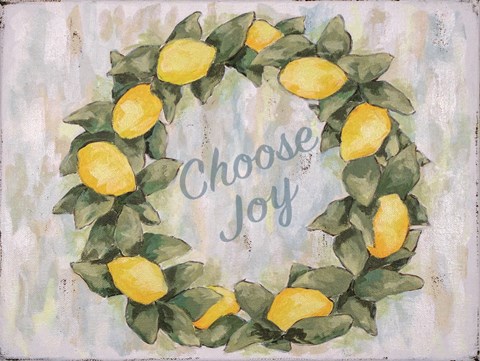 Framed Choose Joy Lemon Wreath Print