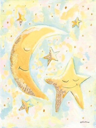 Framed Moon and Star Friends Print