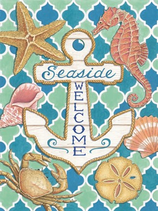 Framed Seaside Welcome Anchor Print