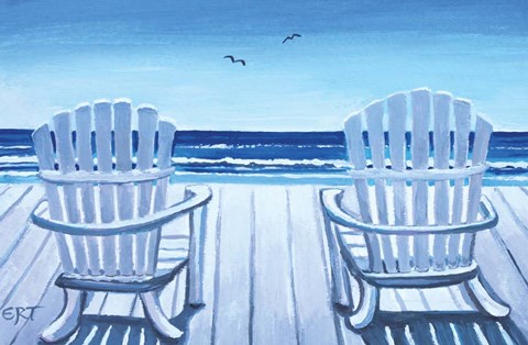 Framed Beach Chairs Print