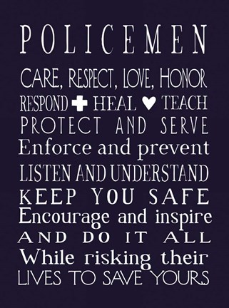 Framed Policeman in Navy Print