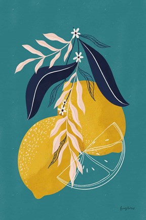 Framed Lemons II Blue Print