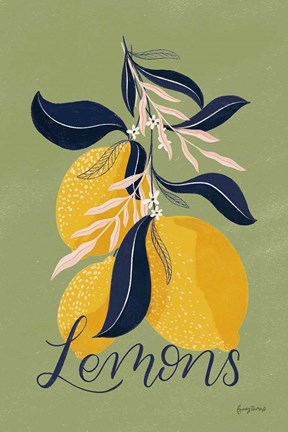 Framed Lemons I Green Print