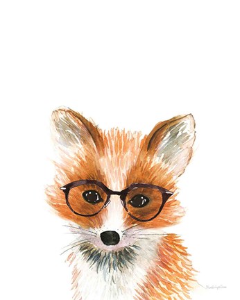 Framed Fox in Glasses Print