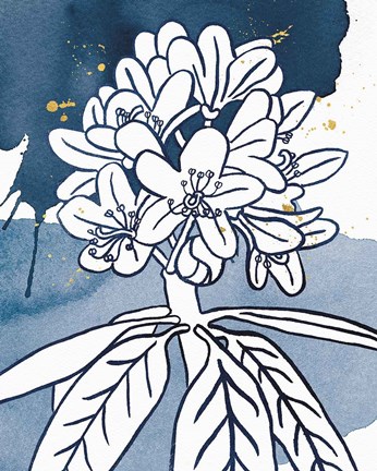 Framed Indigo Blooms II Print