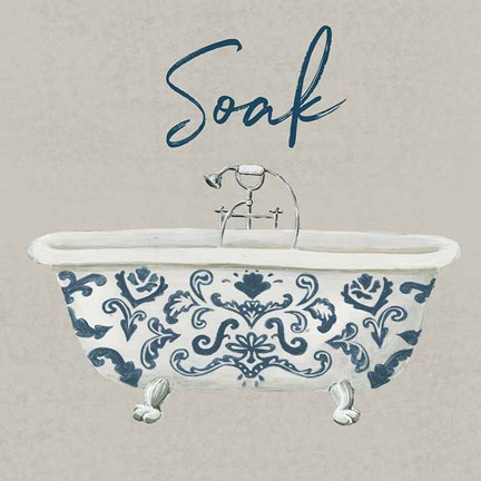 Framed Cottage Bath II Gray Print