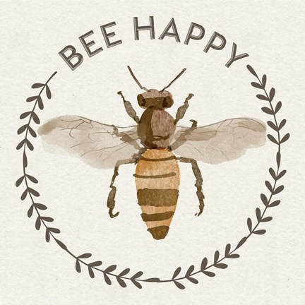 Framed Bee Hive I-Bee Happy Print