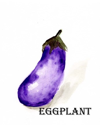 Framed Veggie Sketch VII-Eggplant Print