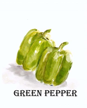 Framed Veggie Sketch VIII-Green Pepper Print