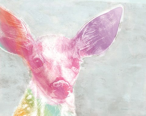 Framed Portrait of a Fawn rainbow Print