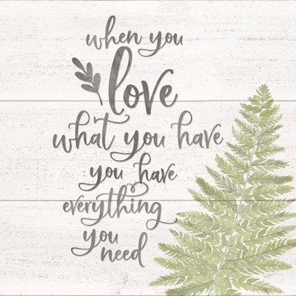 Framed Natural Inspirations I-Love Print