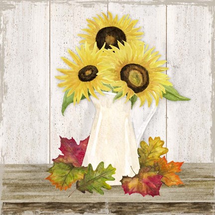 Framed Fall Sunflowers II Print