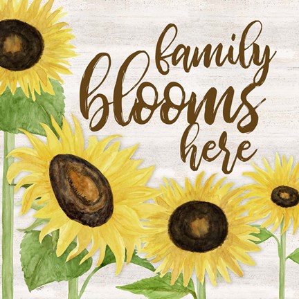 Framed Fall Sunflower Sentiment I-Family Print