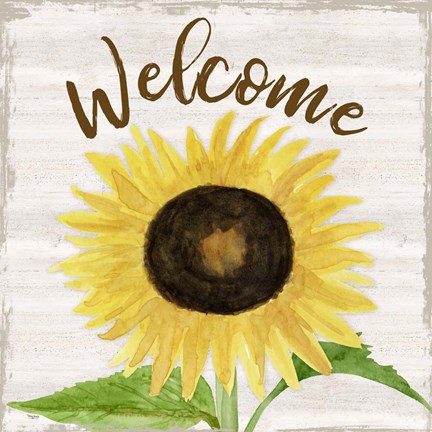 Framed Fall Sunflower Sentiment IV-Welcome Print