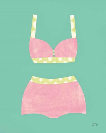 Framed Bathing Beauties III Pastel Print