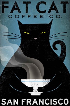 Framed Cat Coffee Print