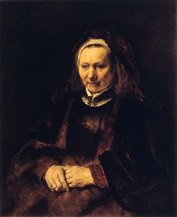 Framed Portrait of an Old Woman, 17th century Print