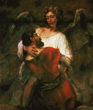 Framed Jacob Fights the Angel, 1660 Print