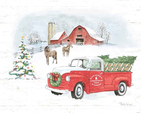 Framed Farmhouse Holidays V Truck Print