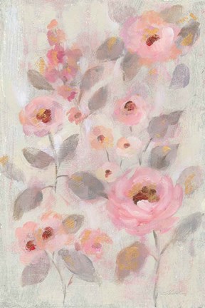 Framed Expressive Pink Flowers II Print
