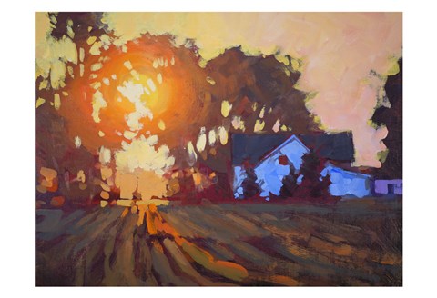 Framed Sunrise Over Farmhouse Print