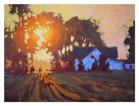 Framed Sunrise Over Farmhouse Print