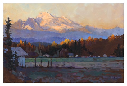 Framed Late October Light Mt. Baker Print