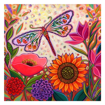 Framed Dragonfly Floral Print