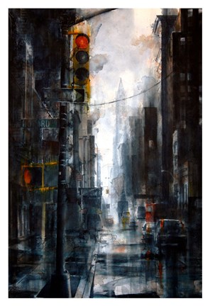 Framed Broadway and Howard Street, rain Print